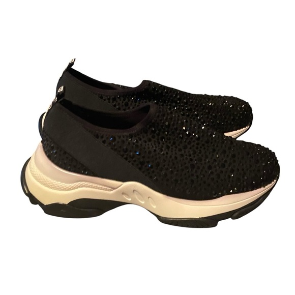 Anthropologie Bibi Lou Black Rhinestones Slip On Fashion Sneakers - Picture 1 of 8